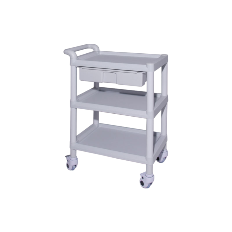 ABS Plastic Stainless Steel Medical Dressing Trolley with 3 Shelves - Hospital Nursing Cart
