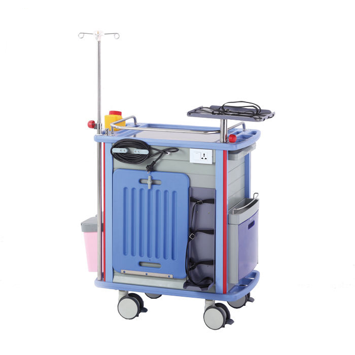 Emergency Crash Cart for ICU & Critical Care Units - ABS Medical Crash Cart with Central Locking System
