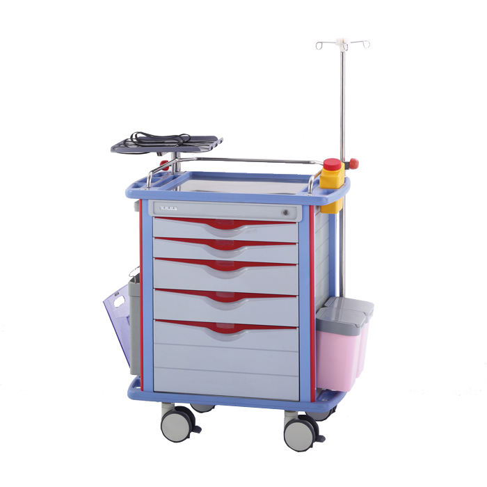 Emergency Crash Cart for ICU & Critical Care Units - ABS Medical Crash Cart with Central Locking System