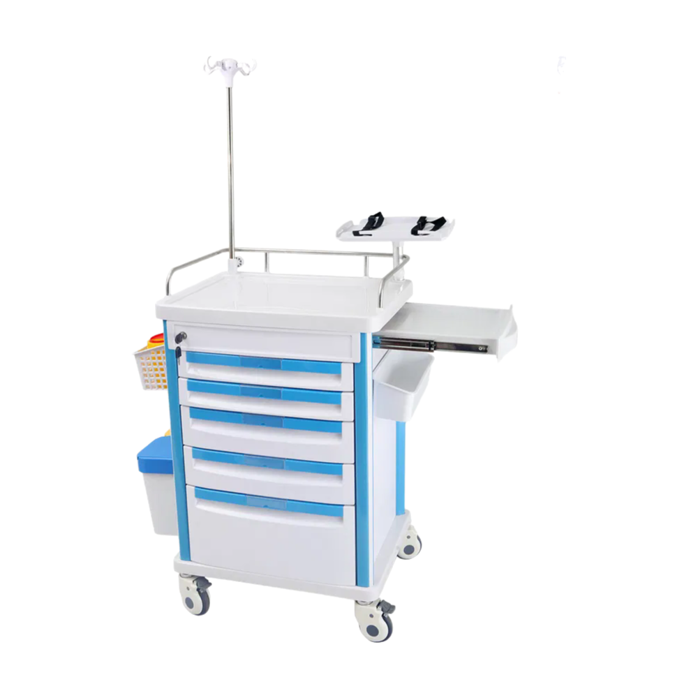 KY-ET625-A Portable Emergency Medical Cart with Defibrillator Platform - ABS Nursing Trolley for Hospital Use