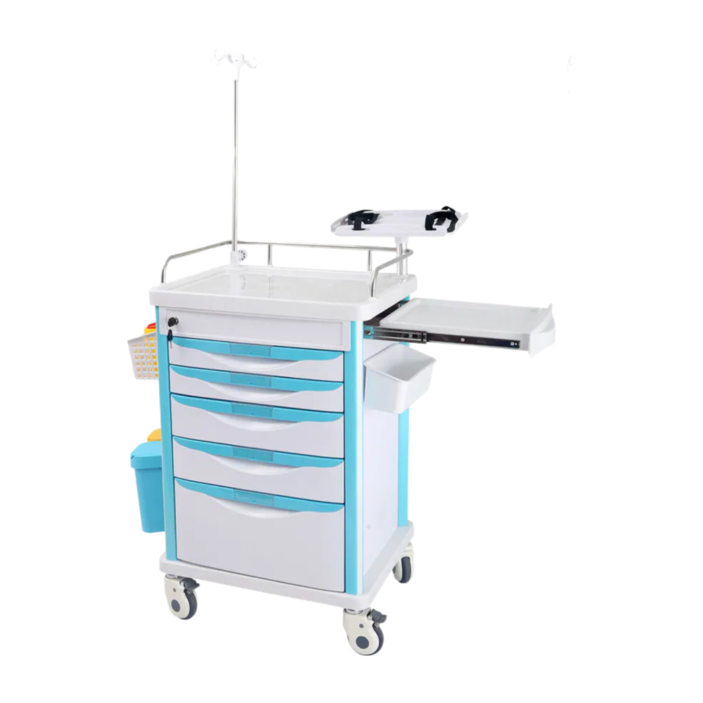 KY-ET625-A Portable Emergency Medical Cart with Defibrillator Platform - ABS Nursing Trolley for Hospital Use