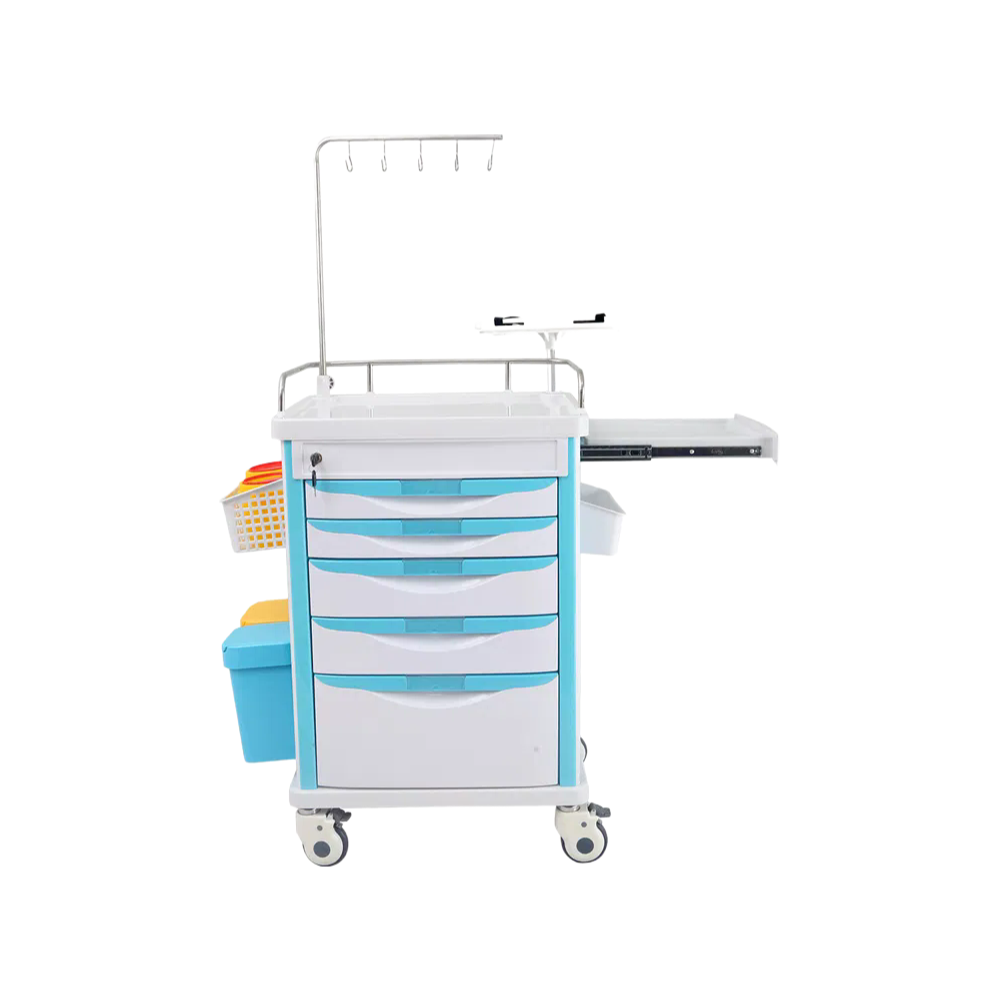 KY-ET625-A Portable Emergency Medical Cart with Defibrillator Platform - ABS Nursing Trolley for Hospital Use