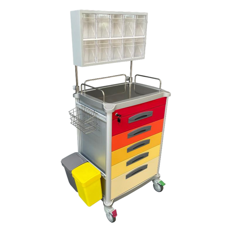 Professional Medical Emergency Anesthesia Trolley Cart with ABS & Stainless Steel Construction