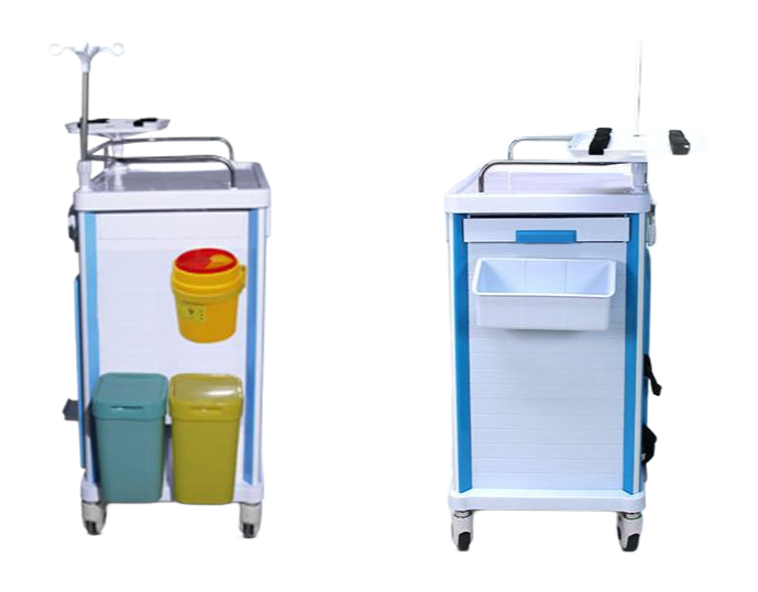 PW-703 ABS Portable Hospital Emergency Nursing Cart with 5 Drawers for Medical Use
