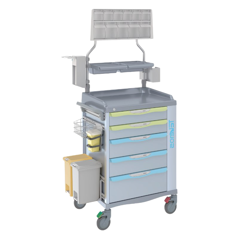 Modern Design Anesthesia Cart with 11 Medicine Boxes and Ergonomic Handle for Clinics