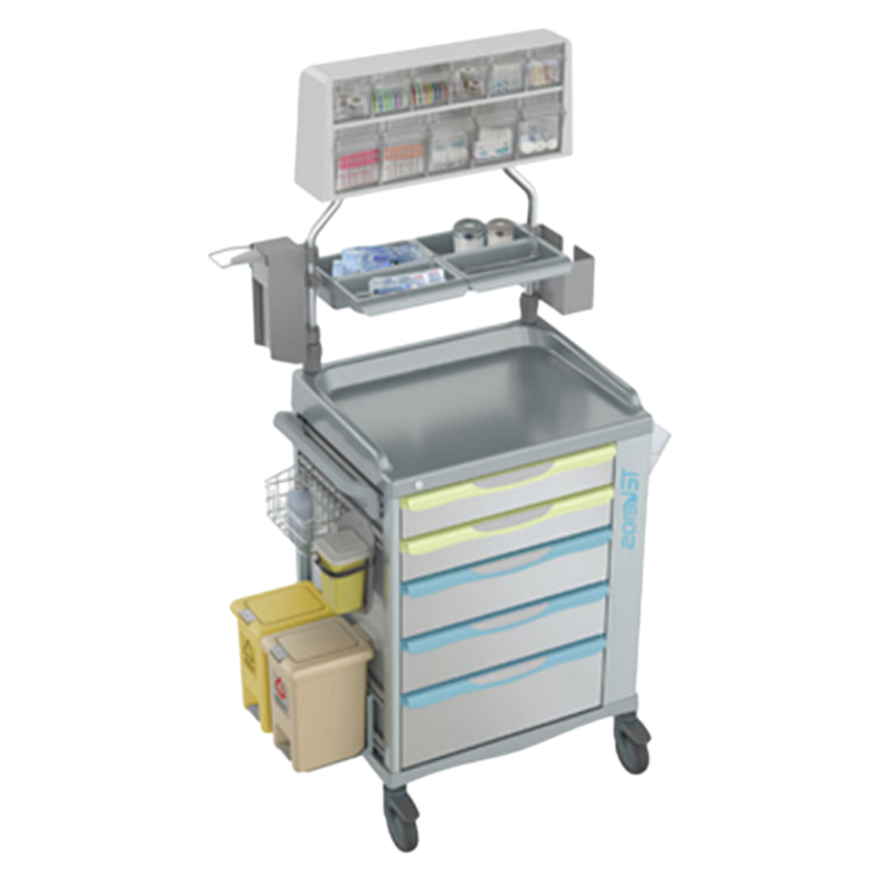 Modern Design Anesthesia Cart with 11 Medicine Boxes and Ergonomic Handle for Clinics