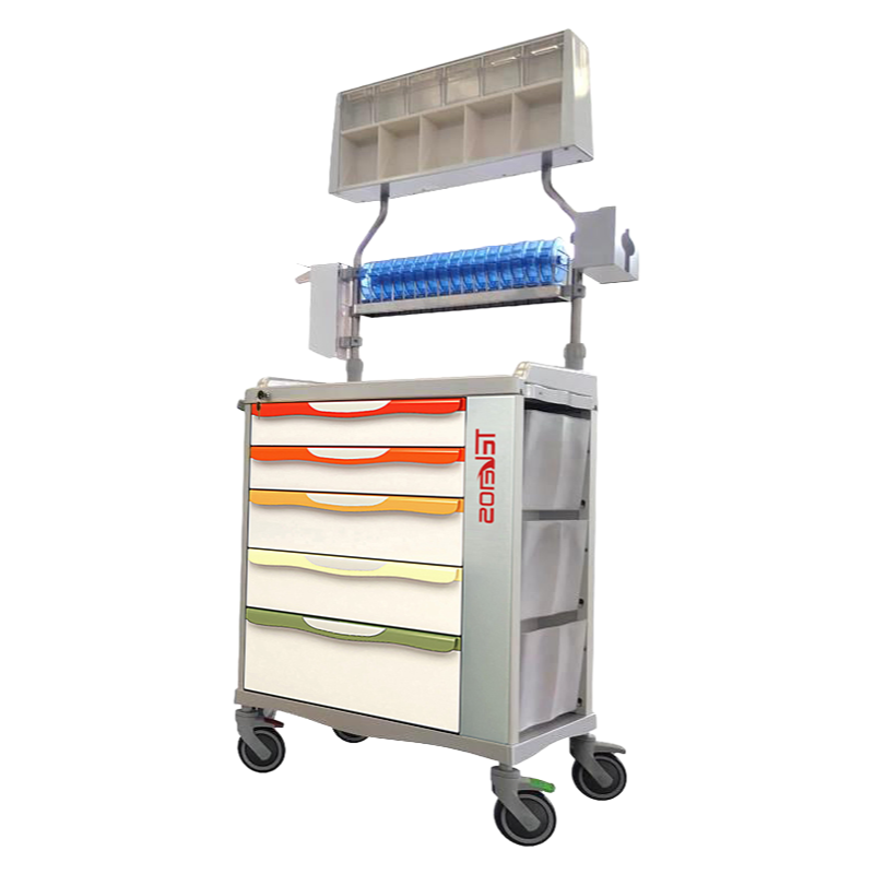 Modern Design Anesthesia Cart with 11 Medicine Boxes and Ergonomic Handle for Clinics