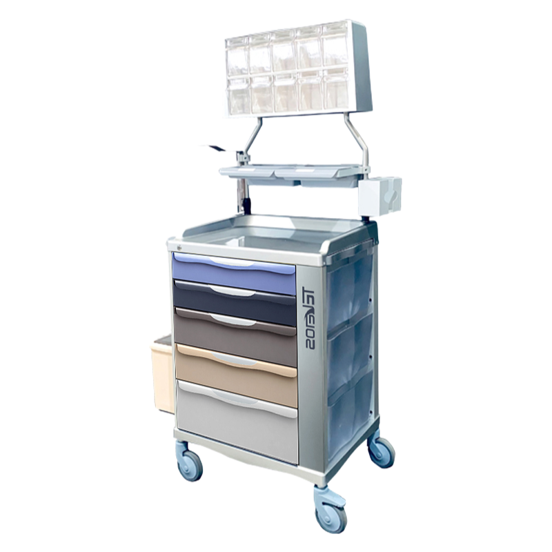 Modern Design Anesthesia Cart with 11 Medicine Boxes and Ergonomic Handle for Clinics