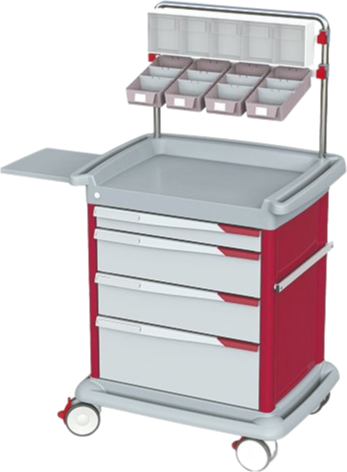 Stainless Steel Emergency Hospital Trolley - Medical Aseptic Cart with Defibrillator Shelf