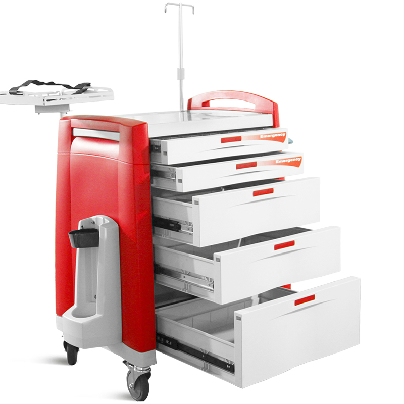 SKR058 ABS Hospital Emergency Ambulance Medical Drugs Trolley with Damping Drawer Rails