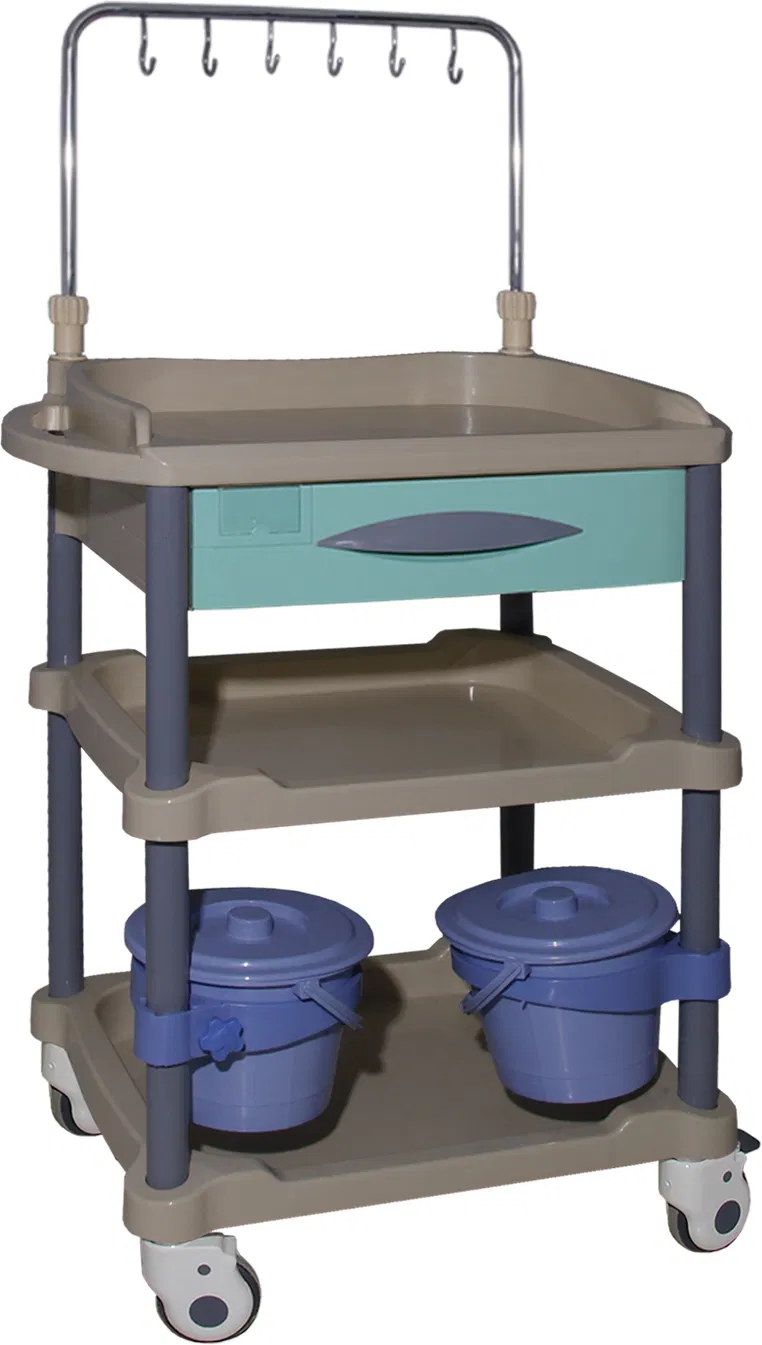 RH-C812 ABS Aluminum Alloy Infusion Trolley with 12 IV Hooks for Hospital Use