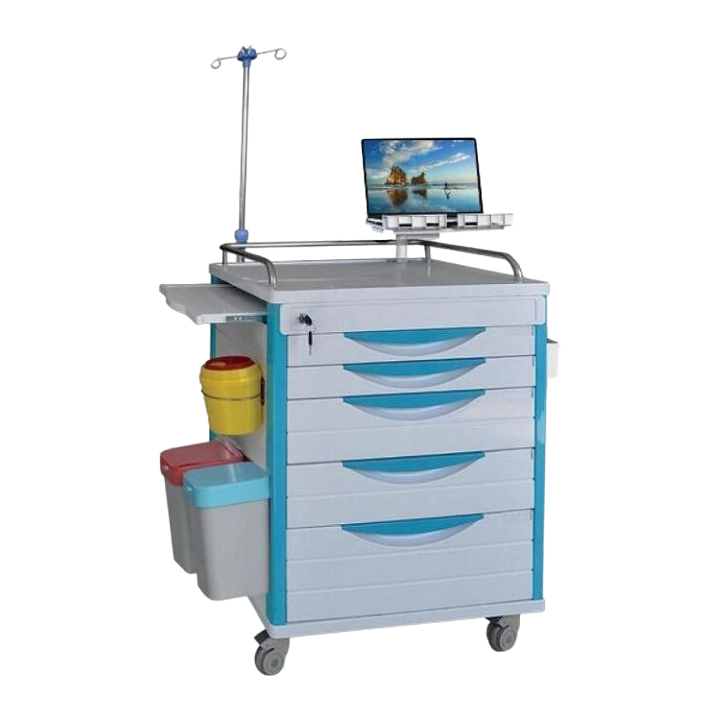 Medical Emergency Trolley with 5 Layers Drawers, Corrosion Resistance, and Swivel Wheels