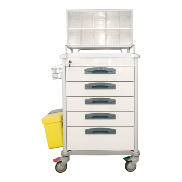 Durable Hospital Anesthesia Trolley with Central Lock and Soft Closing Drawers for Clinics