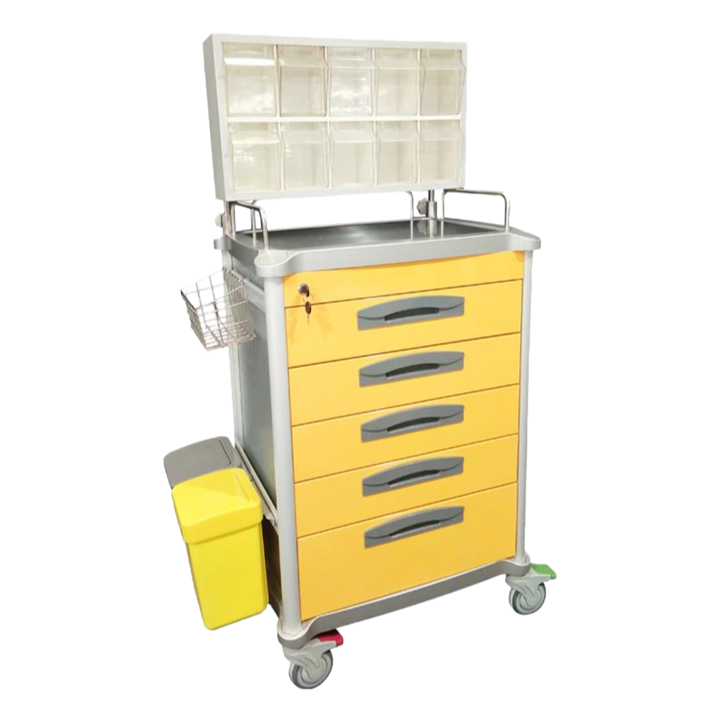 Durable Hospital Anesthesia Trolley with Central Lock and Soft Closing Drawers for Clinics