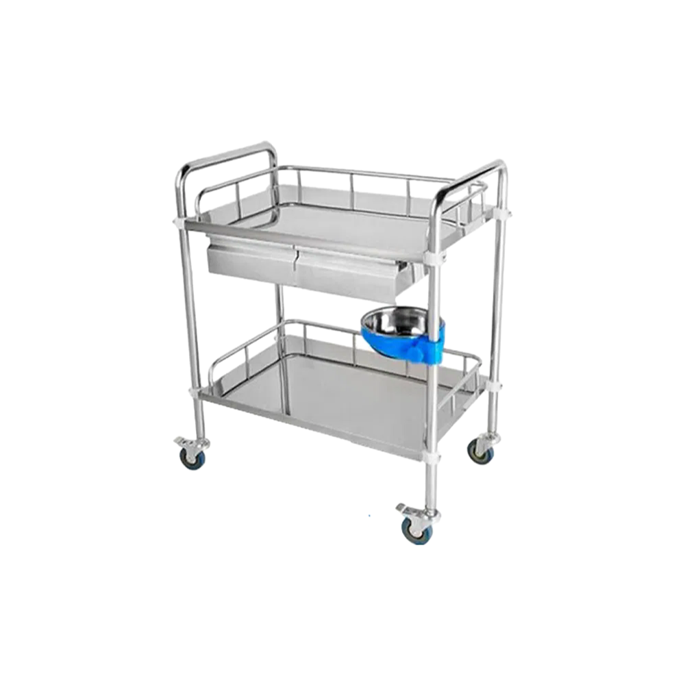 Wholesale Stainless Steel Hospital Trolley Cart with Fixed Casters and Customization Options