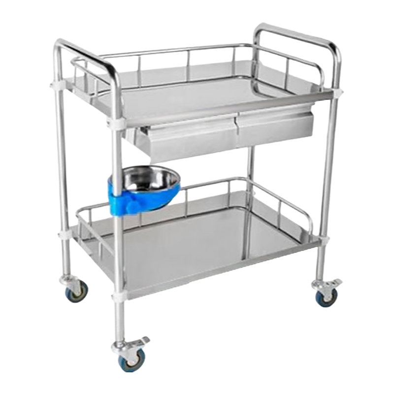 Wholesale Stainless Steel Hospital Trolley Cart with Fixed Casters and Customization Options
