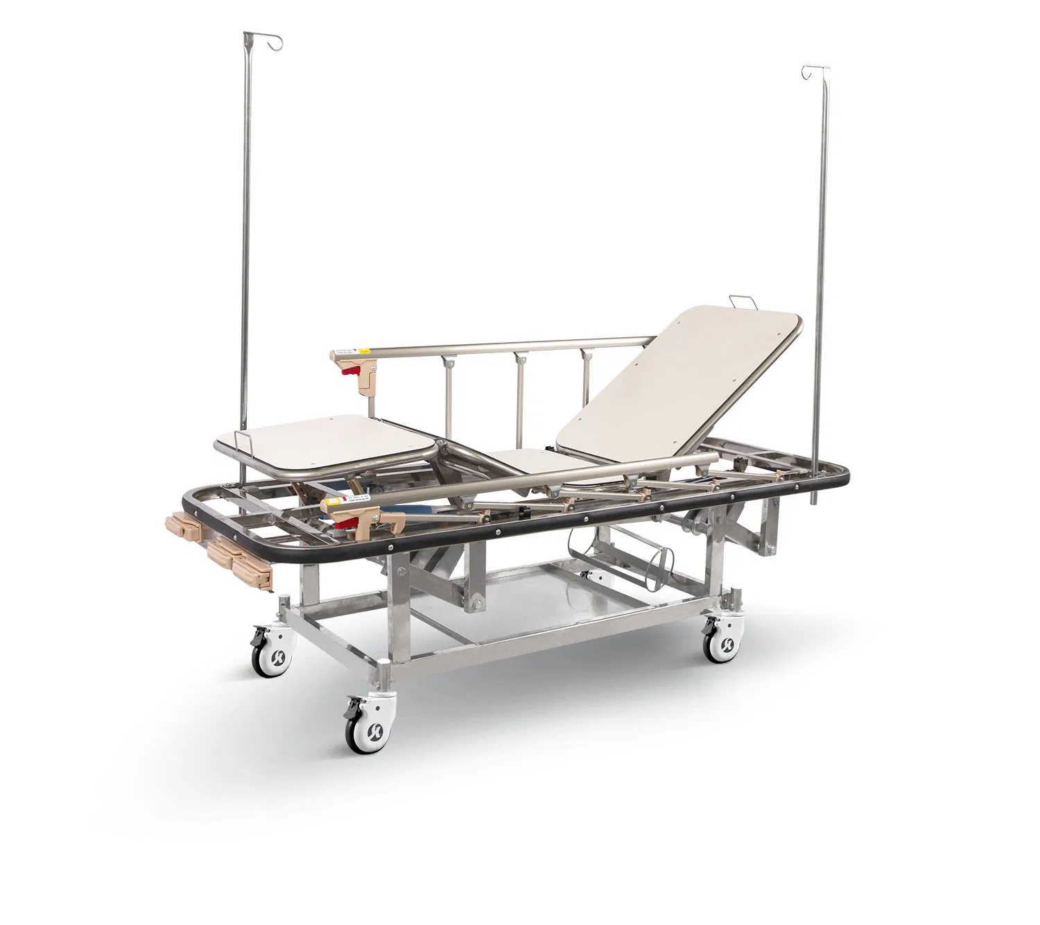 Customizable Two-Function Manual Patient Trolley for Hospital and Medical Facilities
