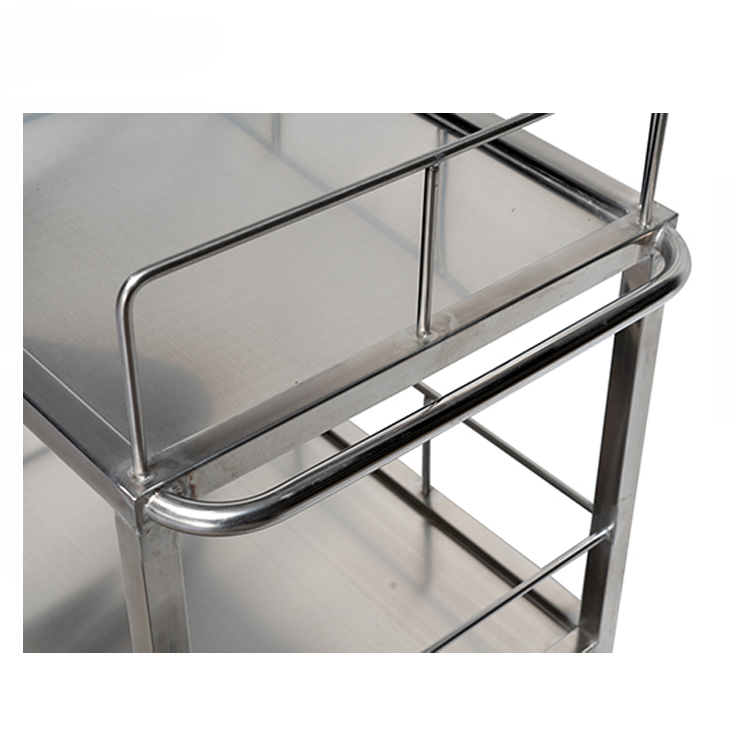 OEM Available Hospital Equipment Three-Tier Stainless Steel Mobile Trolley