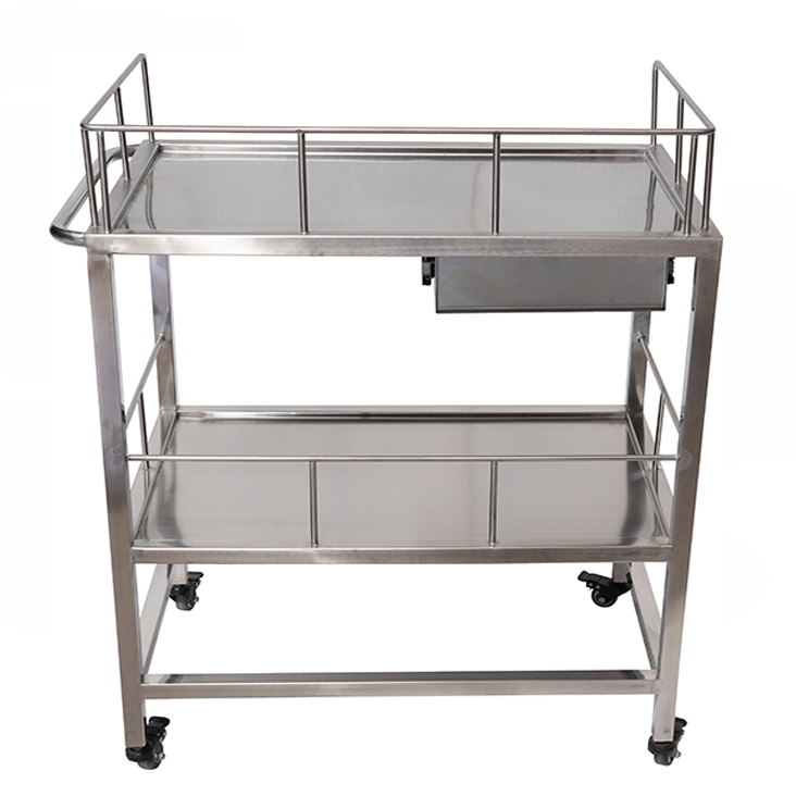 OEM Available Hospital Equipment Three-Tier Stainless Steel Mobile Trolley