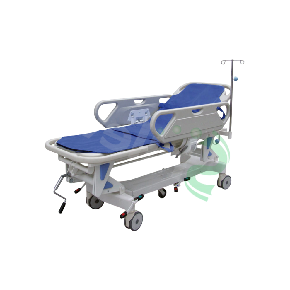 High Quality Operation Room Patient Transfer Cart with PP Side Rails and Infusion Stand