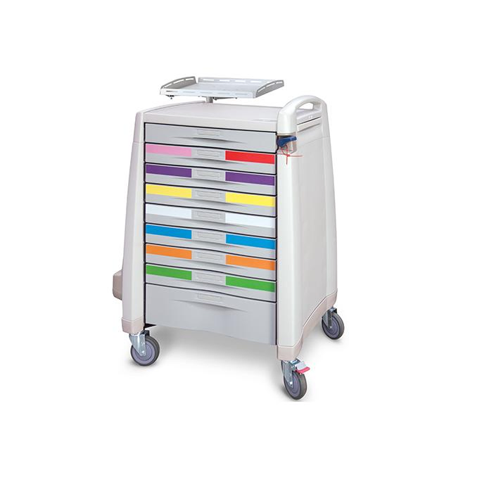 Professional Grade Hospital Trolley with Central Lock and Defibrillator Bracket