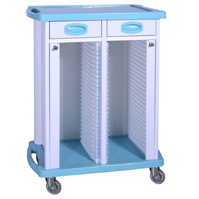 NWM037 Medical Record Cart with Lockable Casters - ABS Material Patient Case Trolley CE Certified