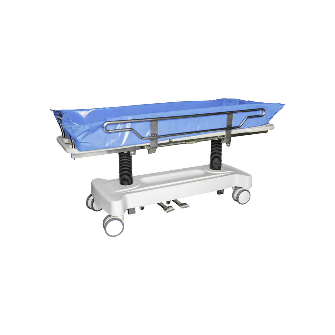 Ergonomic Medical Shower Trolley with Adjustable Height and Tilt for Patient Hygiene