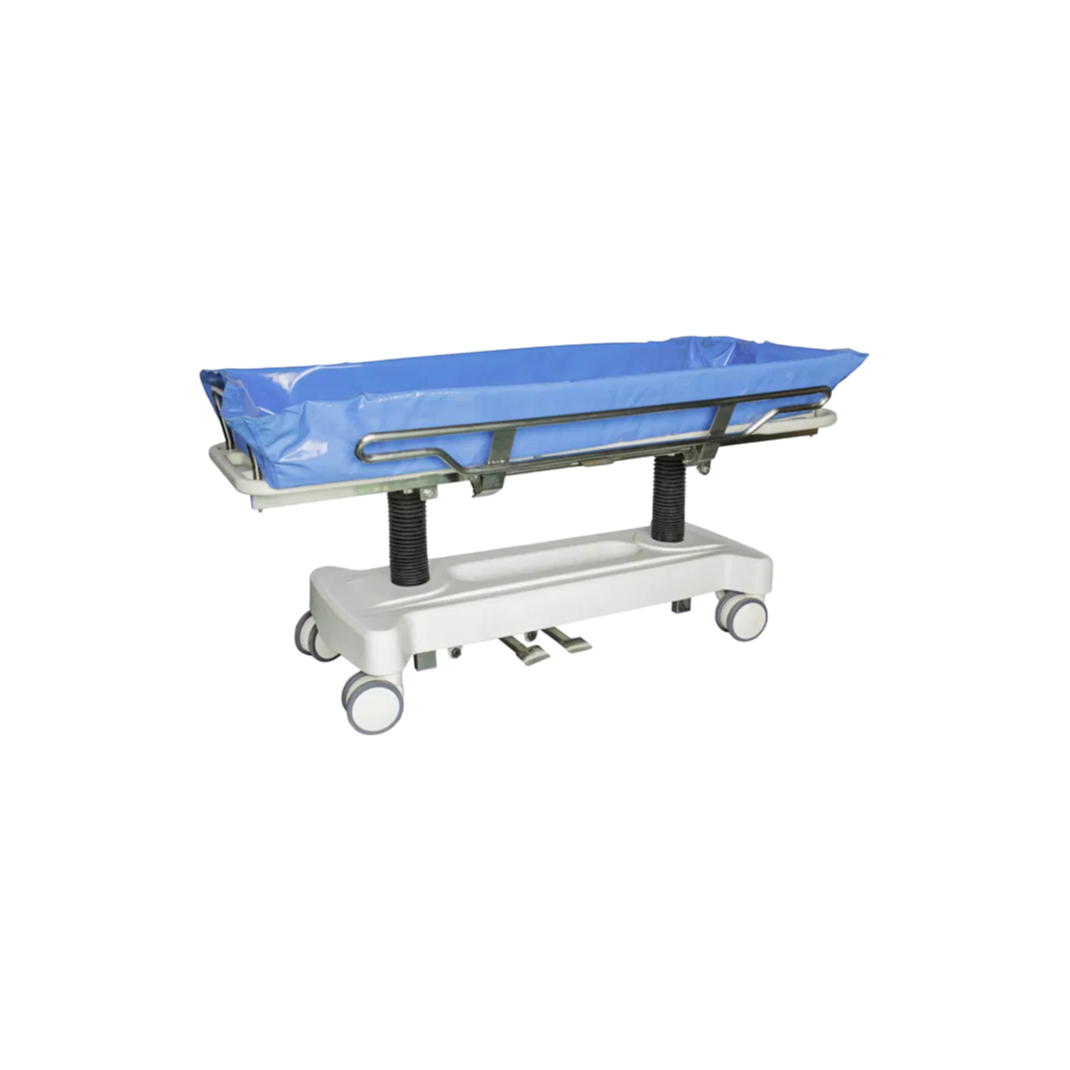 Ergonomic Medical Shower Trolley with Adjustable Height and Tilt for Patient Hygiene