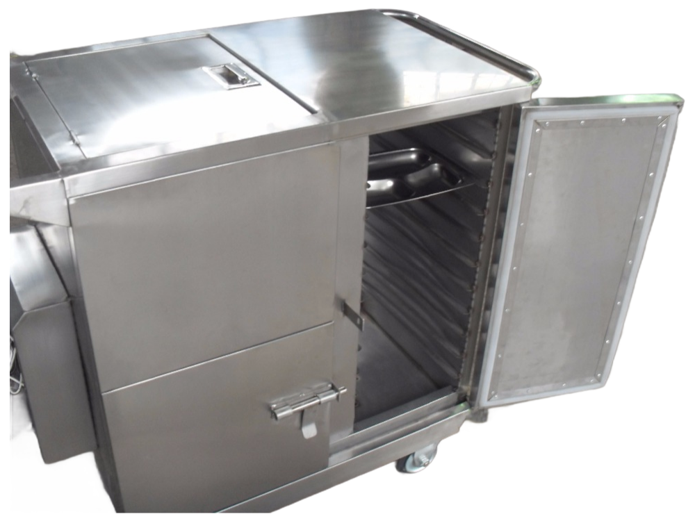 High Quality Mobile Food Warming Cart with 9 Meal Plates and 2 Soup Buckets for Catering