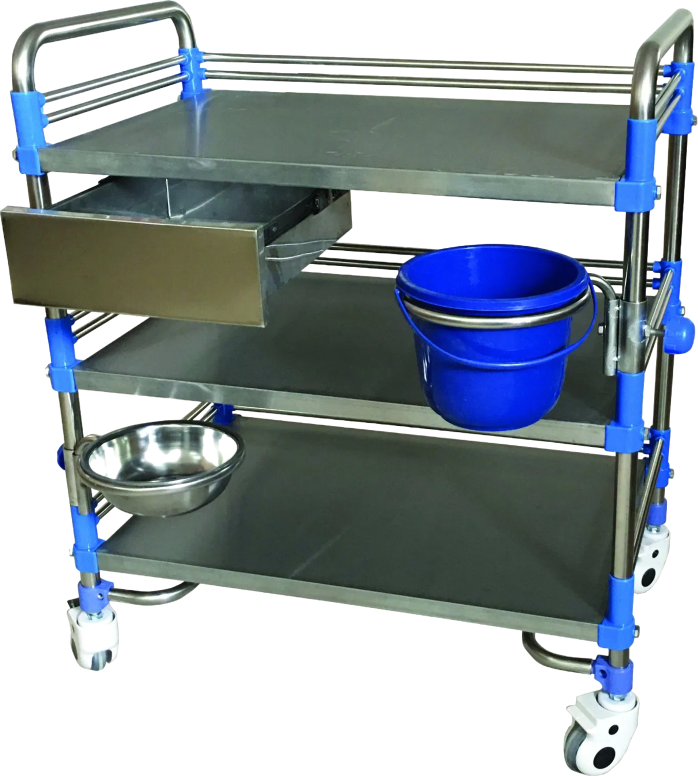 SE28-3A Stainless Steel Medical Trolley with Drawer for Hospital Operating Room and Emergency Use