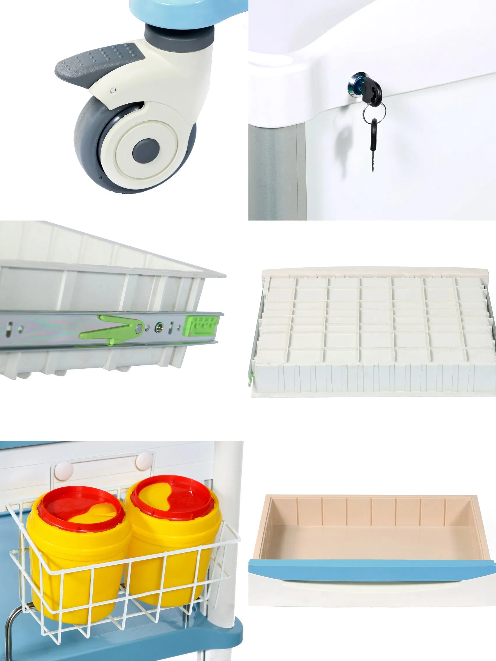 Customizable Medical Cart with 4 Drawers and Central Lock System for Healthcare Facilities