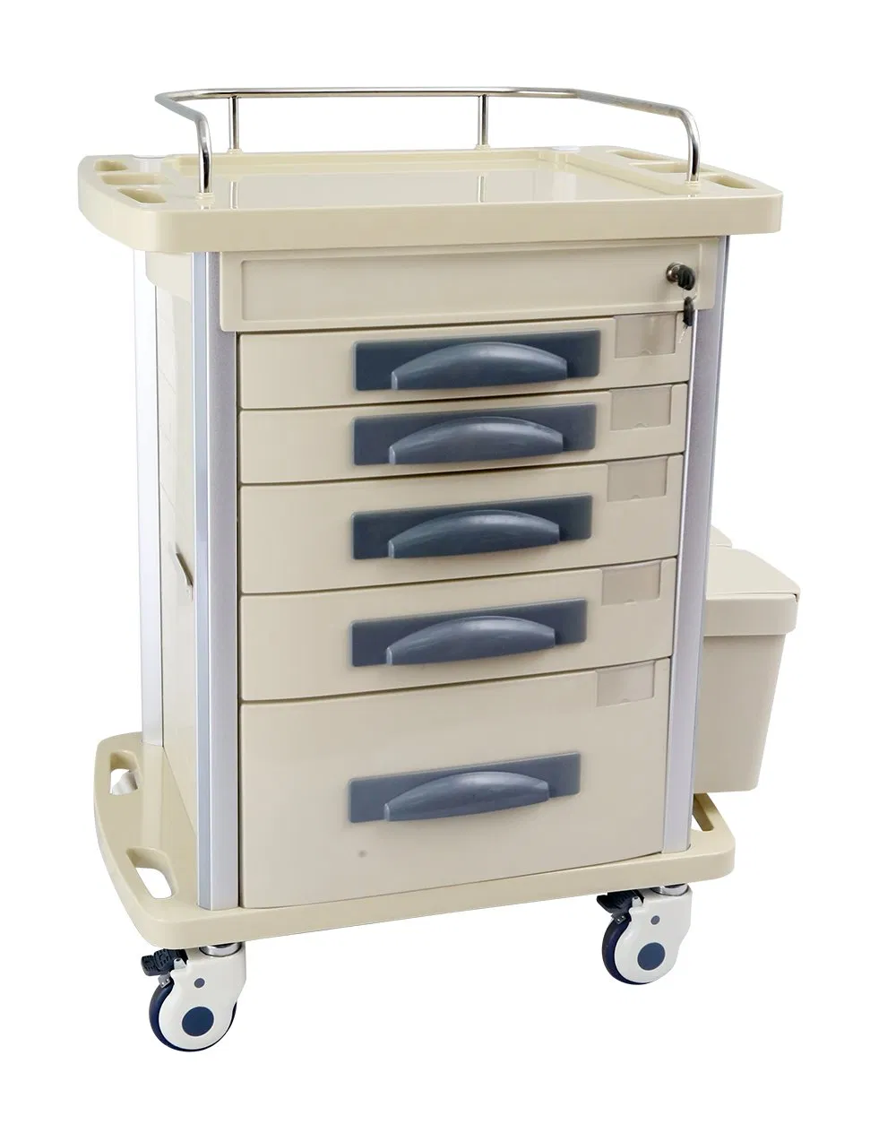 Customizable Medical Cart with 4 Drawers and Central Lock System for Healthcare Facilities
