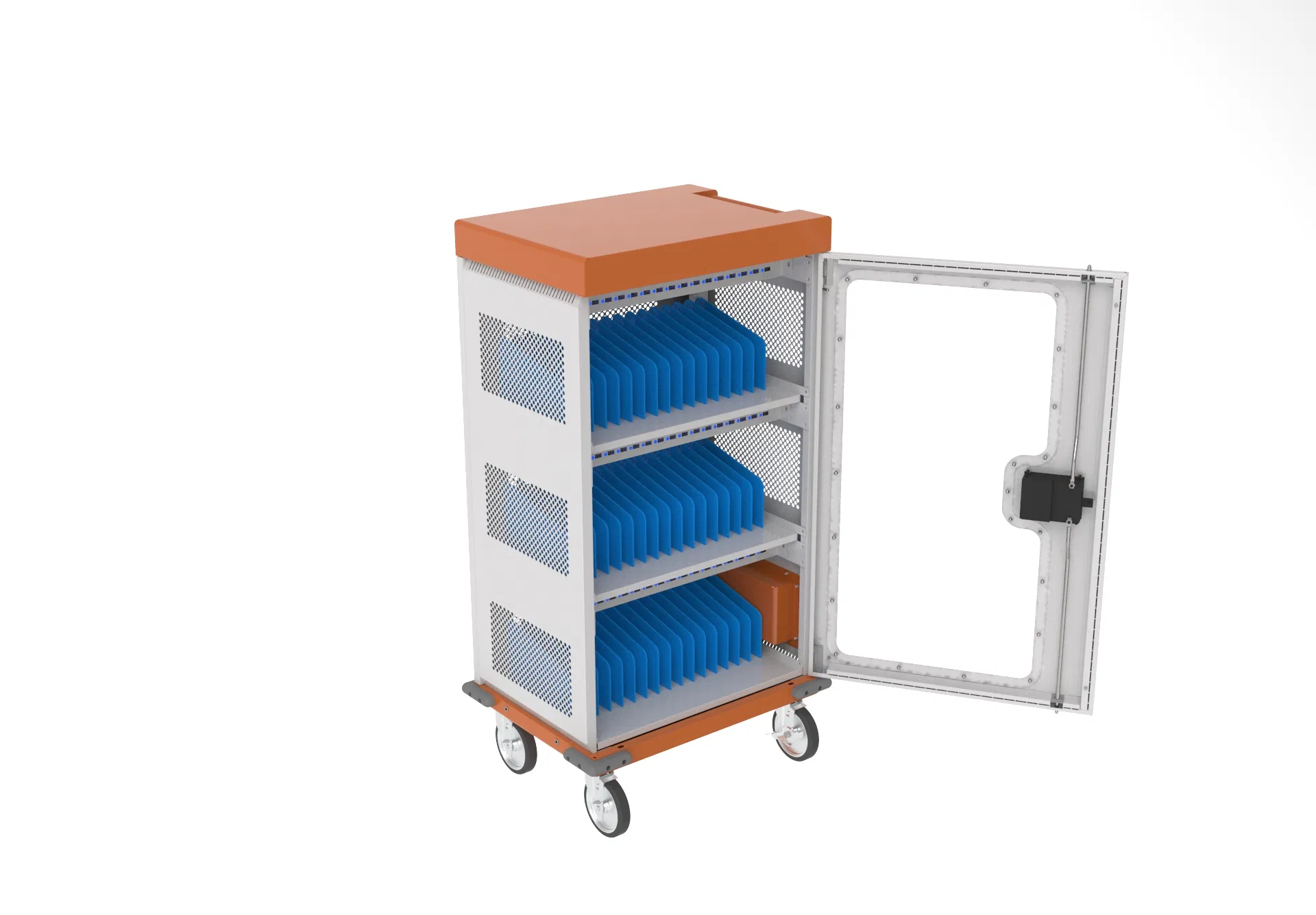 Industrial Grade Tablet Charging Station - 48 Device Capacity with Locking Steel Doors