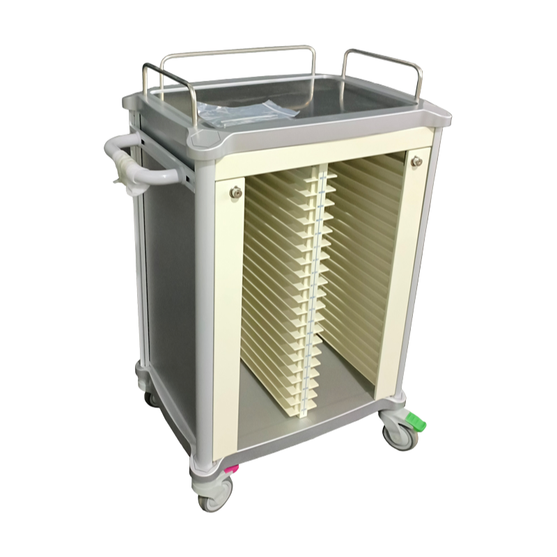 Wholesale Hospital Medical Record Trolley with ABS Handle, Zinc-Coated Steel Drawer & 25KG Drawer Loading for Patient File Management