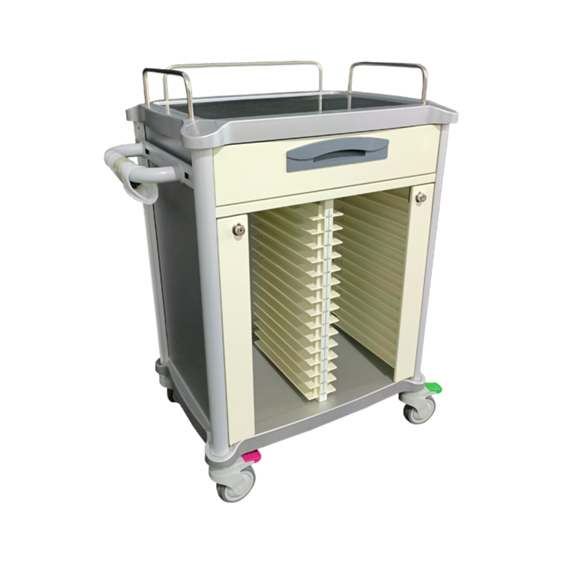 Wholesale Hospital Medical Record Trolley with ABS Handle, Zinc-Coated Steel Drawer & 25KG Drawer Loading for Patient File Management