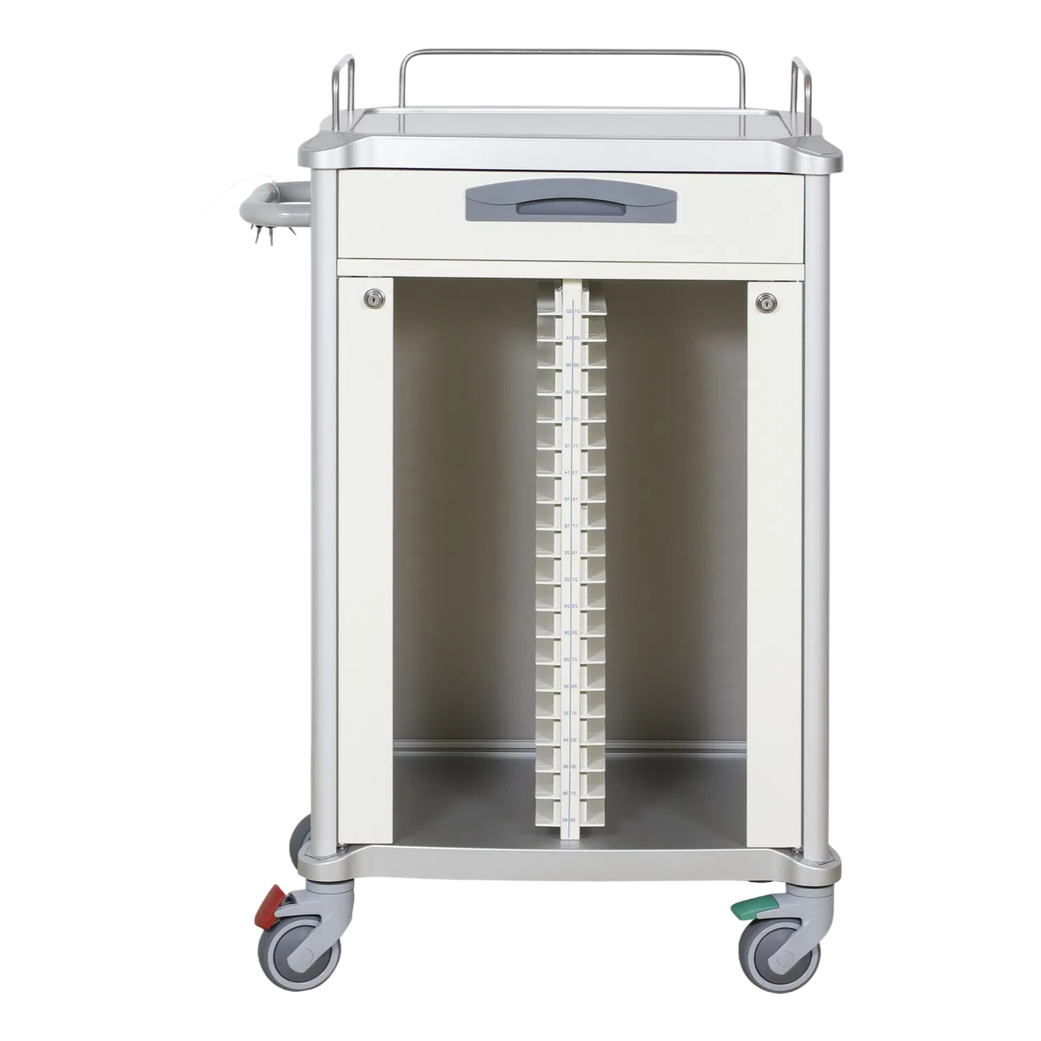 Wholesale Hospital Medical Record Trolley with ABS Handle, Zinc-Coated Steel Drawer & 25KG Drawer Loading for Patient File Management
