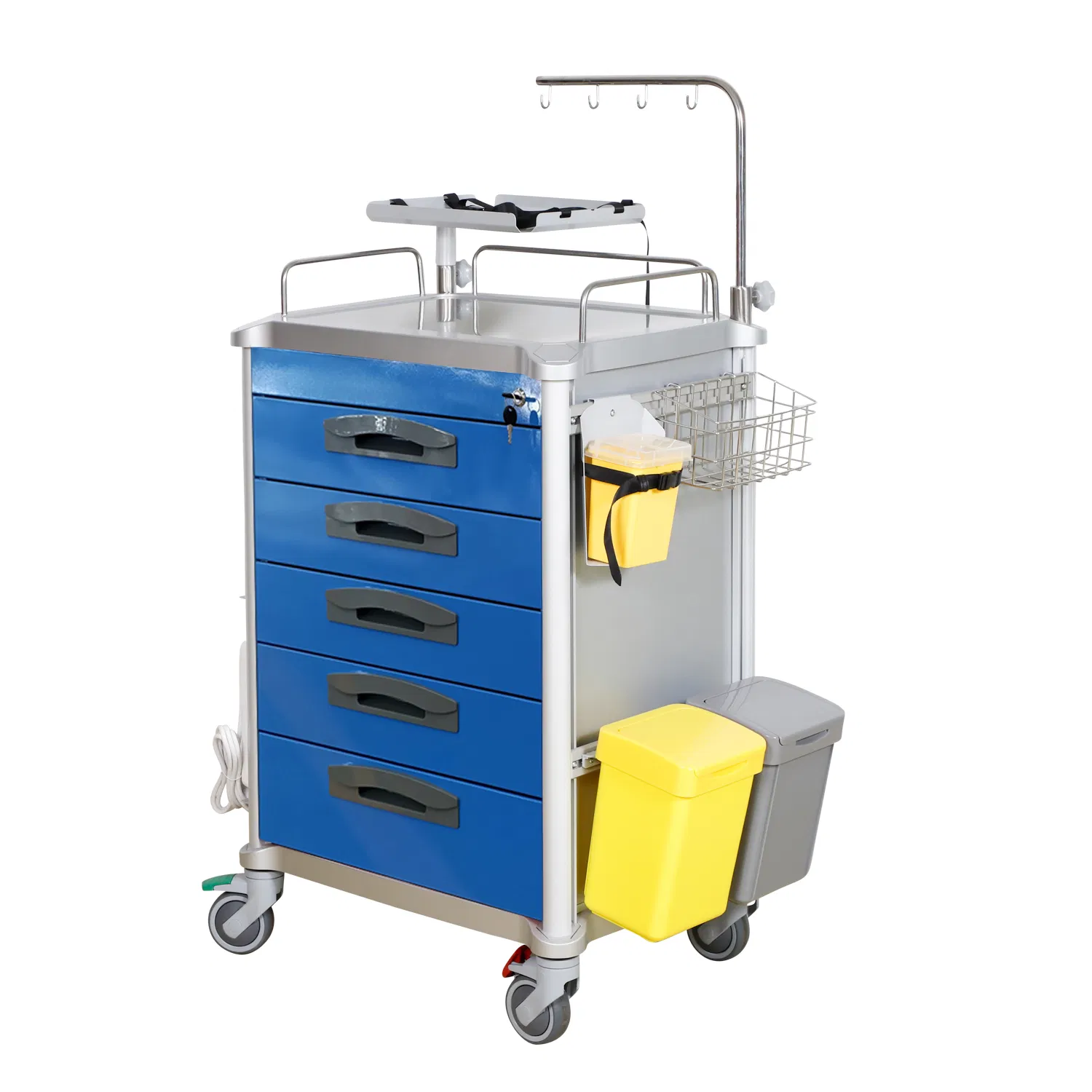 Medical Emergency Crash Cart - Hospital Emergency Medicine Trolley with Stainless Steel Construction
