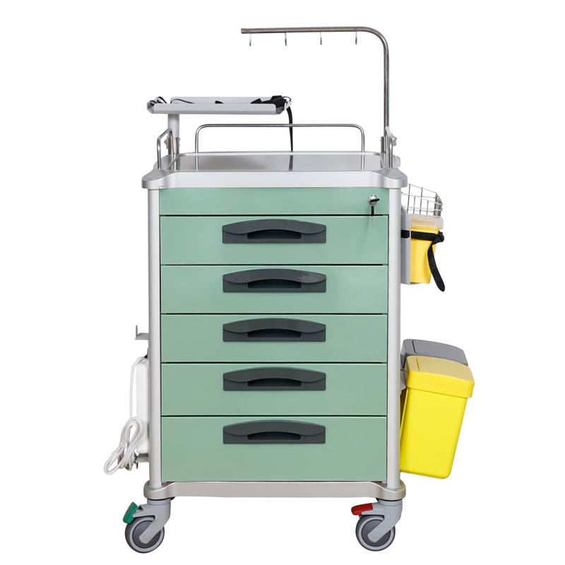 Medical Emergency Crash Cart - Hospital Emergency Medicine Trolley with Stainless Steel Construction