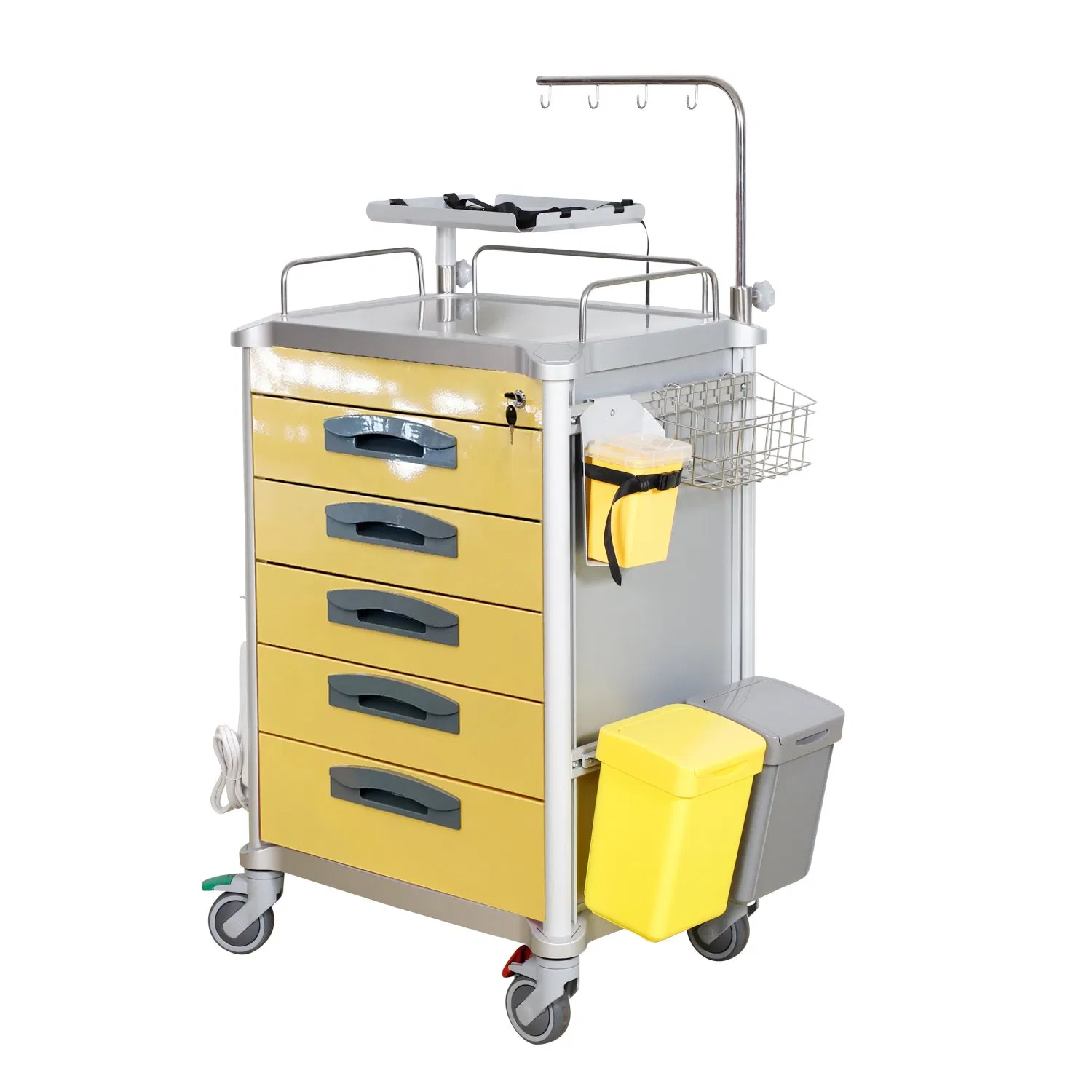 Medical Emergency Crash Cart - Hospital Emergency Medicine Trolley with Stainless Steel Construction