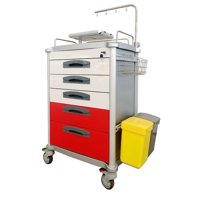 Medical Emergency Crash Cart - Hospital Emergency Medicine Trolley with Stainless Steel Construction