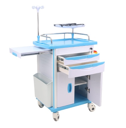 ABS Emergency Resuscitation Trolley - Hospital Crash Cart with Defibrillator Platform