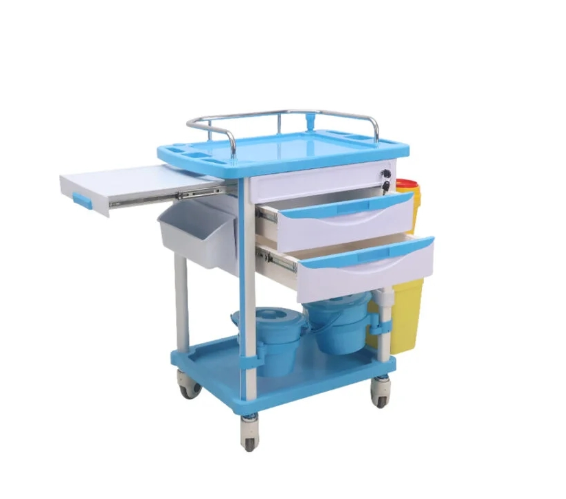 ABS Emergency Resuscitation Trolley - Hospital Crash Cart with Defibrillator Platform