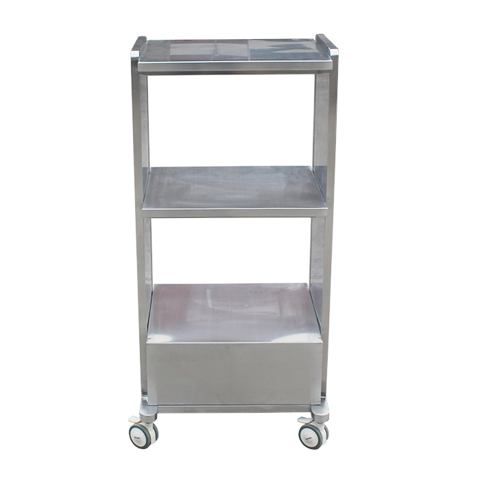 Stainless Steel Veterinary Surgical Equipment Cart - Adjustable Multi-Layer Medical Trolley for Animal Hospitals