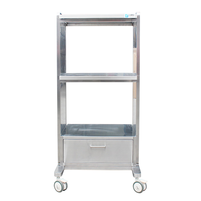 Stainless Steel Veterinary Surgical Equipment Cart - Adjustable Multi-Layer Medical Trolley for Animal Hospitals
