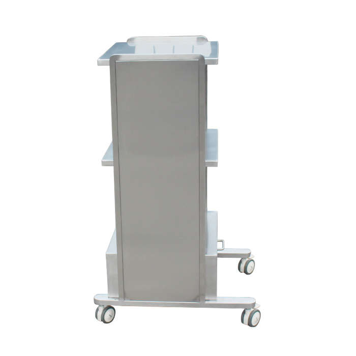 Stainless Steel Veterinary Surgical Equipment Cart - Adjustable Multi-Layer Medical Trolley for Animal Hospitals