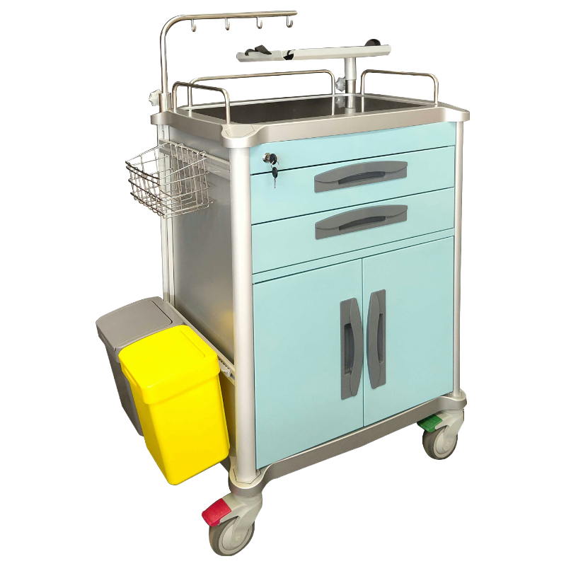 Factory Supply Easy Maneuvers Emergency Trolley with Central Lock, ABS 304 Stainless Steel Aluminum Alloy Hospital Crash Cart (JDEQJ264/234/294)