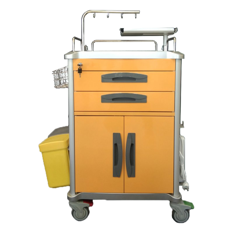 Factory Supply Easy Maneuvers Emergency Trolley with Central Lock, ABS 304 Stainless Steel Aluminum Alloy Hospital Crash Cart (JDEQJ264/234/294)