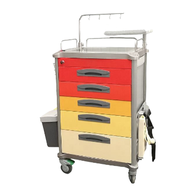 Factory Supply Easy Maneuvers Emergency Trolley with Central Lock, ABS 304 Stainless Steel Aluminum Alloy Hospital Crash Cart (JDEQJ264/234/294)