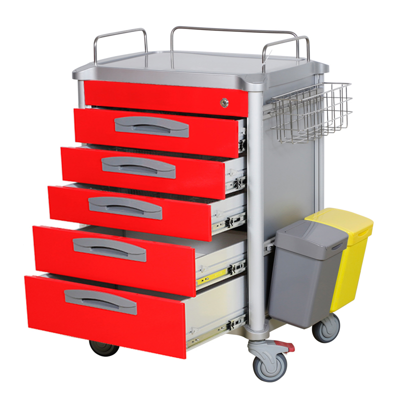 Customizable Hospital Medicine Storage Trolley with Noise-Free Casters and Central Lock