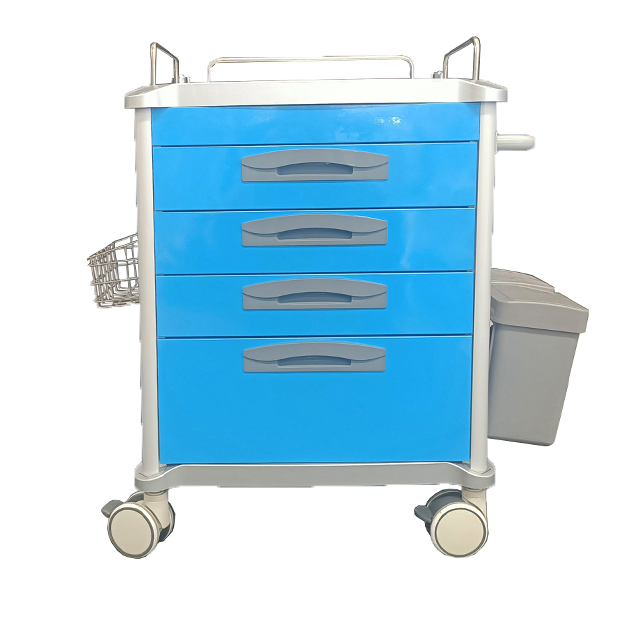 Customizable Hospital Medicine Storage Trolley with Noise-Free Casters and Central Lock